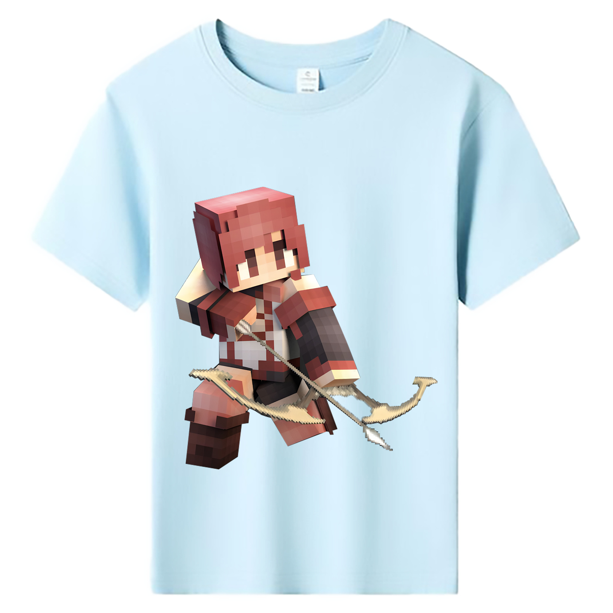 （画像用） マインクラフト ブロックの世界 Minecraft MC Block world 綿100％キッズTシャツ（フロントプリント）